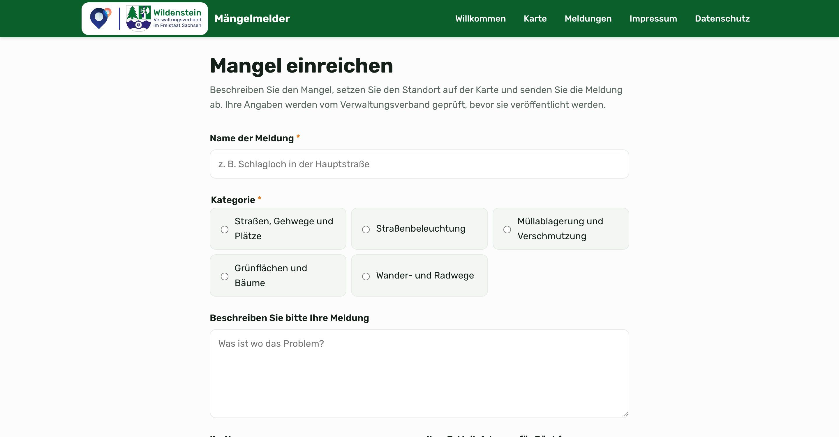 Website Verwaltungsverband Wildenstein — Mockup