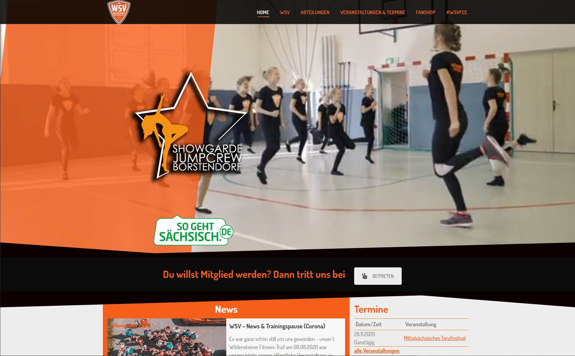 Website Wildensteiner Sportverein e.V. — Mockup